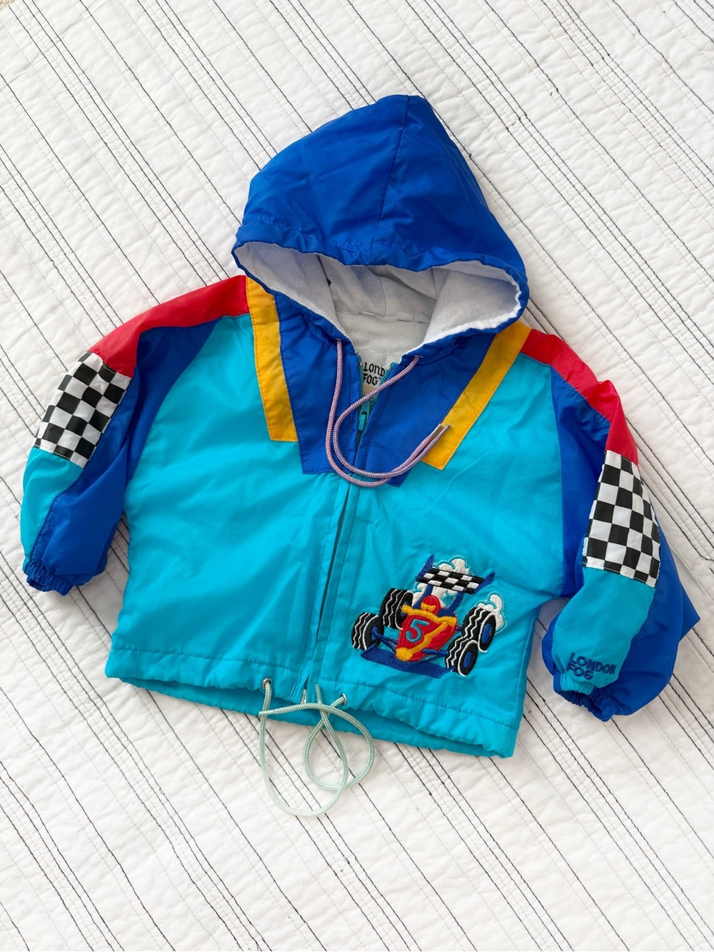 Vintage 90s London Fog Colorblock Racecar Hooded Windbreaker Jacket
18 Mths